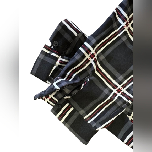 Loft Dress EUC Mini Plaid Black/White/Red 3/4 Sleeve Size Small - Picture 7 of 8